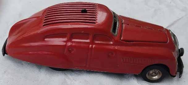 Schuco "Kommando Anno 2000" (made in Germany only 3 years, between 1938 and 1941), c10, the car: Title: Schuco "Kommando Anno 2000" (made in Germany only 3 years, between 1938 and 1941), c10, the car starts and/or stops by brushing the top switch or by blowing into the membrane visible thru the t