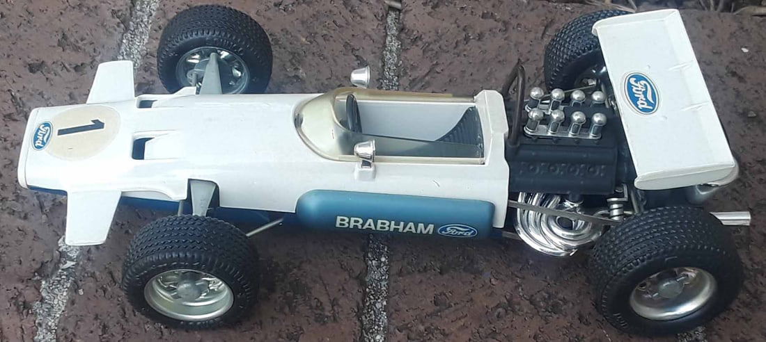Schuco Brabham-Ford Formula 1 1960's racecar, c10 .: Title: Schuco Brabham-Ford Formula 1 1960's racecar, c10 . Description: Schuco Brabham-Ford Formula 1 1960's racecar, c10 . Reserve: $120.00 Shipping: Domestic: Flat-rate of $30.00 to anywhere within