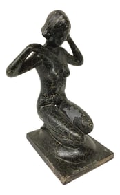 Antique Crackle Painted & Cast Metal Nude