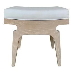 Worlds Away Organic Modern White Linen Fergie Stool
