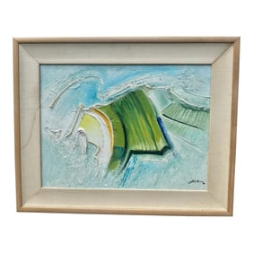 Vintage 1990 Abstract Painting – Heavy Impasto on Board