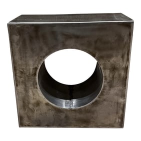 1970s Cubist Metal Sculpture Industrial Block Circle