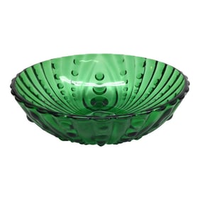 Small Green Hobnail Glass Footed Trinket Bowl