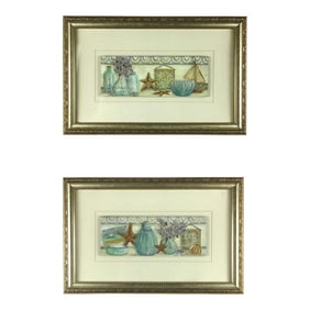 Set of Prints Framed and Matted Under Glass Beach Themed