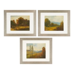 Set of Three Oil on Board Landscapes, 1900-25