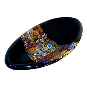 Modern Italian Black White Red Blue Green Murano Art Glass Mosaic Catch-All/Bowl