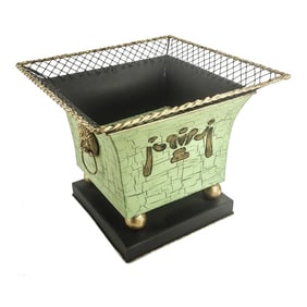 Vintage Tole Metal Hand Painted Planter