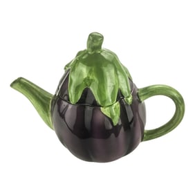 Vintage Ceramic Eggplant Shaped Tea Pot
