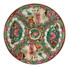 Vintage Rose Medallion Hand Painted Plate