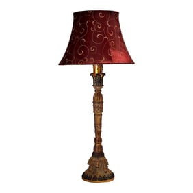 Vintage Regency Gilt Tassel Candlestick Table Lamp