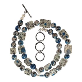 K2' Blue and White Jasper Necklace