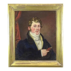 Mather Brown 19th Century Portrait Oil Painting of a Gentleman