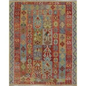 Traditional Handwoven Turkish Kilim Rug-5'2" X 6'5"