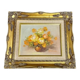 Mid 20th Century Original, Signed, Robert Cox, Floral/Botanical Still Life Bouquet, Oil Painting on