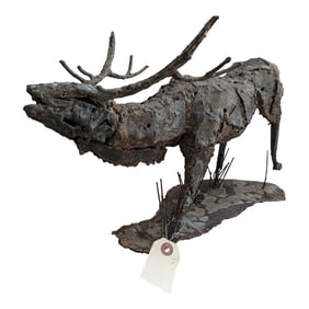 Bronze Brutalist Stag Sculpture – Mid-Century Modern Statement Piece