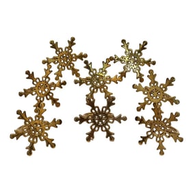 Exquisite Vintage Holiday Brass Snowflake Napkin Rings - Set of 8