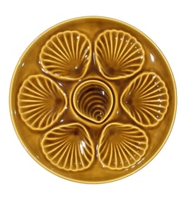 Mid 20th Century French Oyster Plate - Ochre Glaze