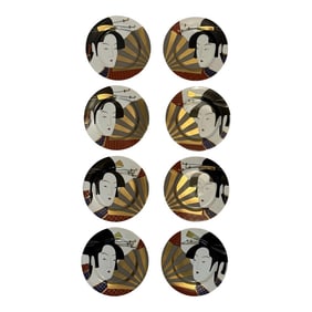 Vintage 1980s Fitz and Floyd Geisha Collection Salad Plates - Set of 8