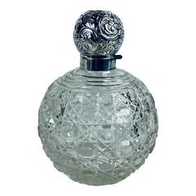 Robert Pringle & Sons Birmingham Sterling Silver & Cut Glass Perfume Bottle C. 1904