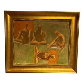 Late 20th Century Figurative Oil Painting on Board, Framed