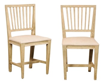 19th Century Swedish Gustavian Chairs with New Linen Seats - Set of 2