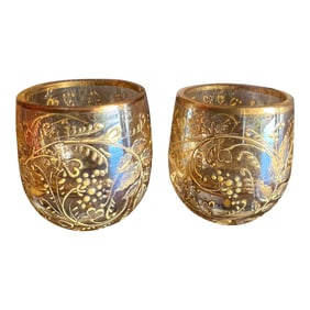 Early 20th Century Bohemian Mini Roly-Poly /Thimble Glasses- Set of 2