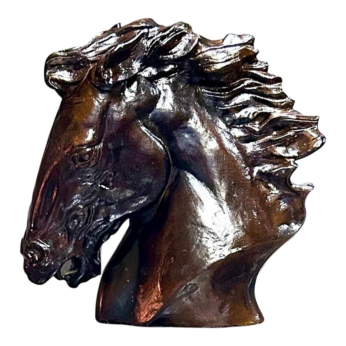 James Spratt Signed, 1978 Sculpture, "Flaming Mane" Austin Sculptures, Bust of Horse (1 of 7)