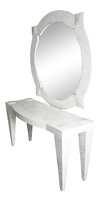 Maitland Smith Tesselated Marble Console & Mirror - 2 Pieces