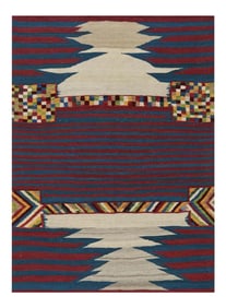 Handwoven Scandinavian Style Persian Kilim Area Rug 4"²7" Ã— 6"²4"³