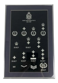 Framed British Colonial Royal Hong Kong Police Force Rank Badge