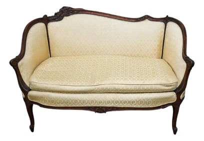Early 20th Century Antique Victorian Carved French Settee Loveseat