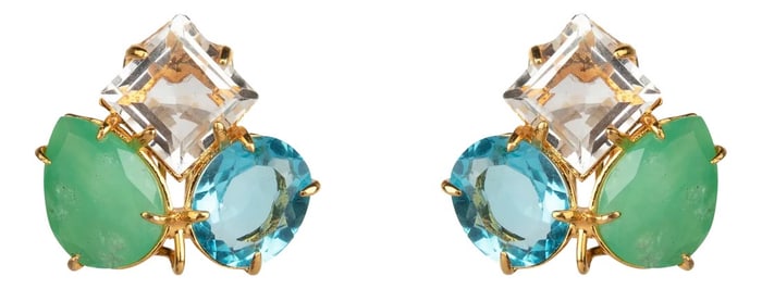 Eloise Studs Base Metal, Green, Clip On