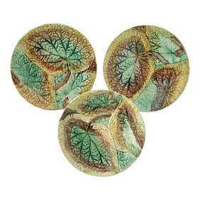 19th-C. English Majolica Begonia Plates
