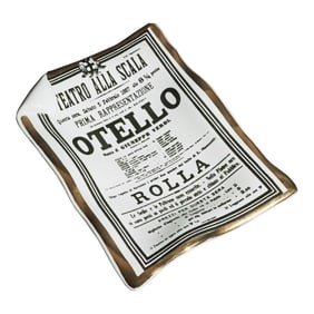 Piero Fornasetti Ceramic Tray With Verdi Othello Playbill From 1st Performance