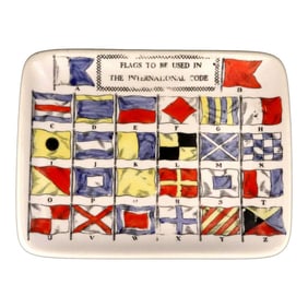 Piero Fornasetti Ceramic International Flag Code Jewelry Dish