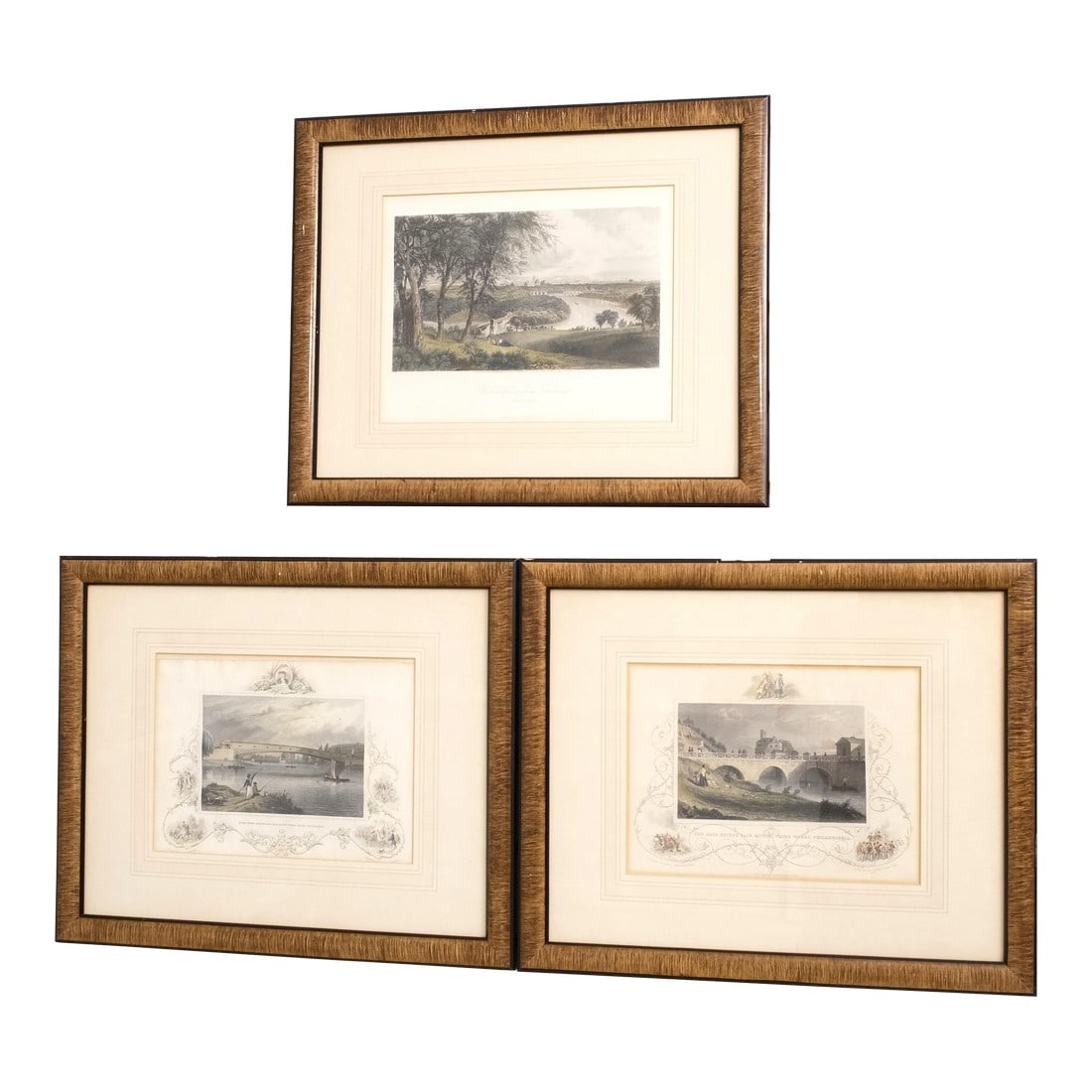 Set of 3 Framed Colored Engravings of Philadelphia (1 of 12)