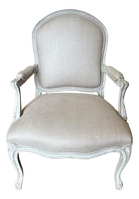 French Bergere With Brunschwig & Fils Linen Upholstery