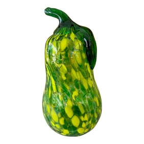 Vintage Glass Blown Swirled & Crackled Figure Pear / Squah