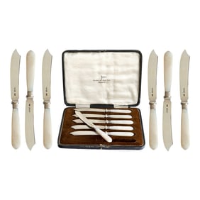 Walker & Hall Sterling & Pearl Dessert / Fruit Knives
