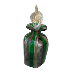 1980s Mid Century Murano Glass Perfume Bottle With Stopper