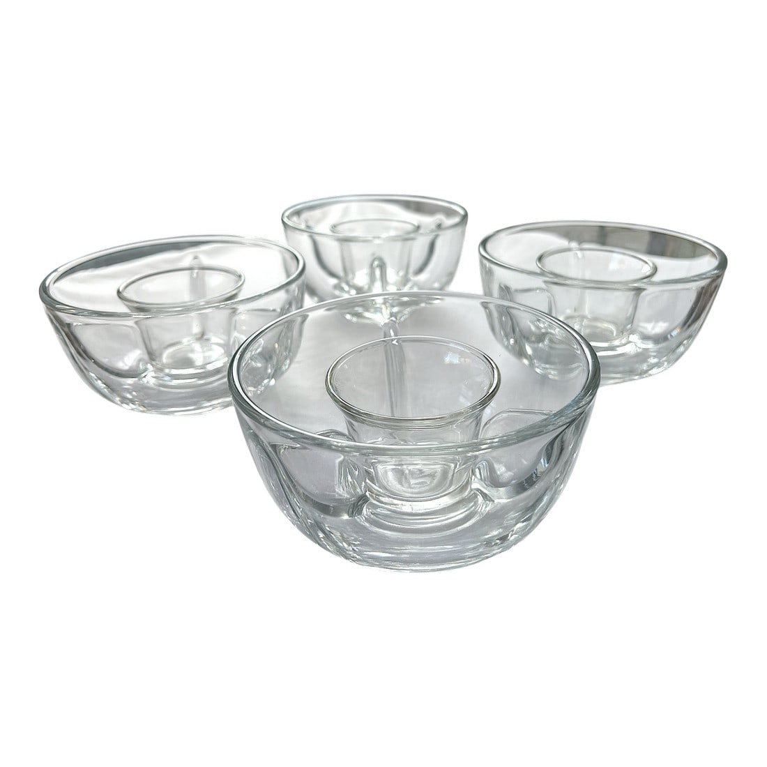 1970s Caviar or Shrimp Cocktail Glass Ice Dish Servers With Inserts by Libbey- Set of 4 (1 of 8)