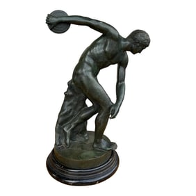 Vintage Man Throwing Discus Statue Lamp