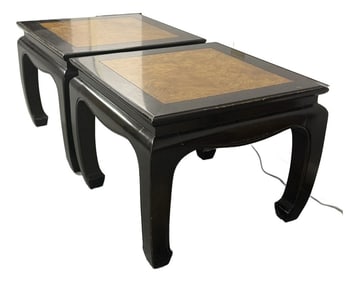 Pair of Century Furniture Burled Low Tables