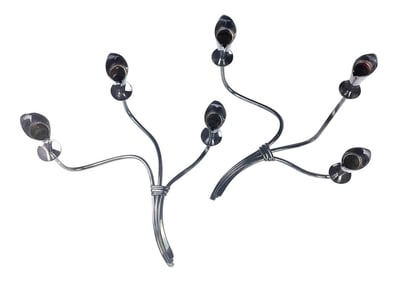 1970s Hans Jenson Silver Mid Century Modern Candle Holders