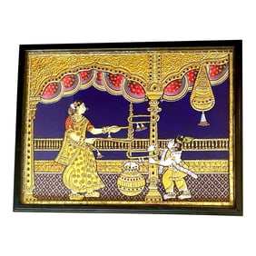 Modern Framed, Large Tanjore Painting, 3- Dimensional, Circa Late 20th/Early 21st Century, India