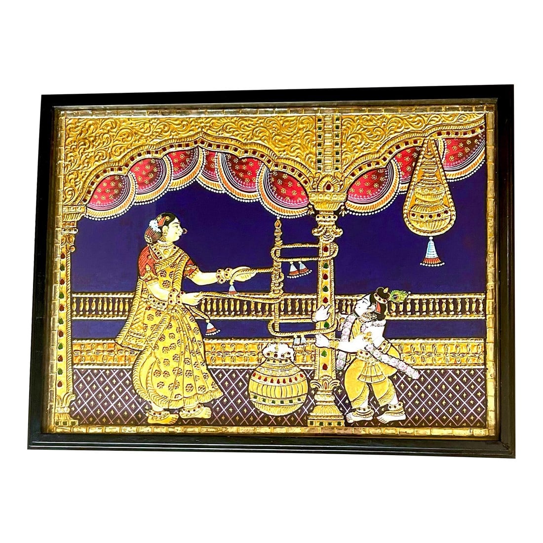 Modern Framed, Large Tanjore Painting, 3- Dimensional, Circa Late 20th/Early 21st Century, India (1 of 12)