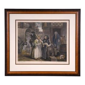 Early 20th Century Framed Engraving of William Hogarth's "A Harlot's Progress"