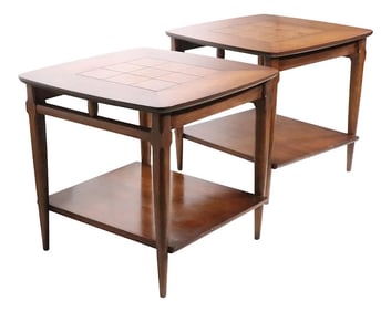 Mid Century Brutalist End Tables by Lane - a Pair