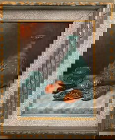 Mid-Century Still Life Oil Painting by Yun, 1969