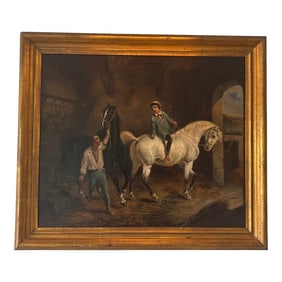 Louis Claude Malle Branche (1790-1838) - Stable Scene, Oil on Canvas, 21" X 25"